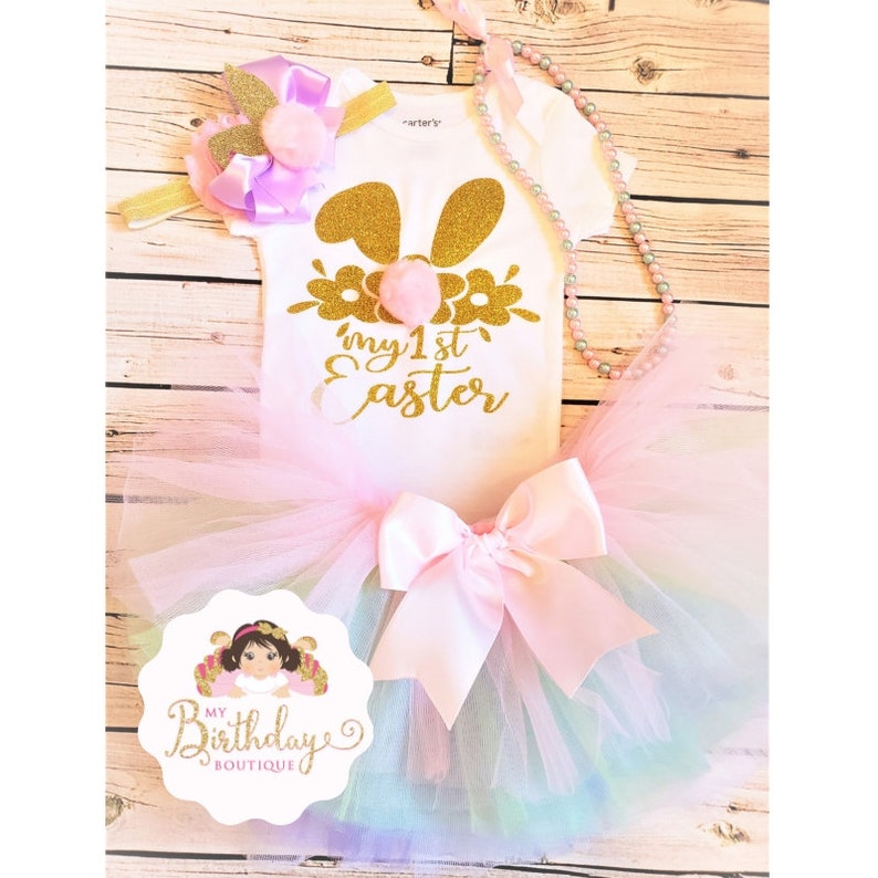 Baby Girl Easter Tutu Outfiteaster Blessingsbaby 1st Easter Etsy