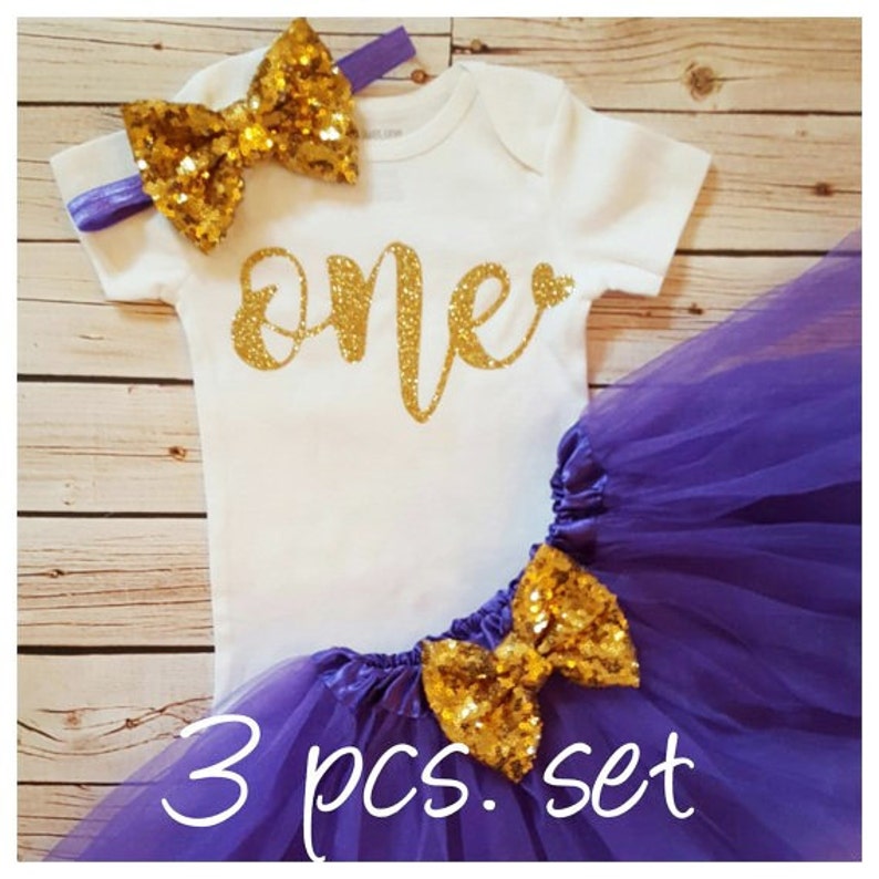 Purple and Gold first birthday outfit,first birthday outfit,first birthday girl outfit,birthday tutu,Purple tutu,girl birthday outfit