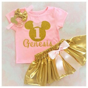 Tenue Rose Et Or De Minnie Mouse Tenue Danniversaire Minnie Etsy France