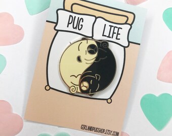 Yin yang pugs hard enamel pin!