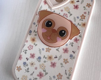 2” Cute Fawn Pug  Glitter Acrylic Phone Holder Grip and Stand