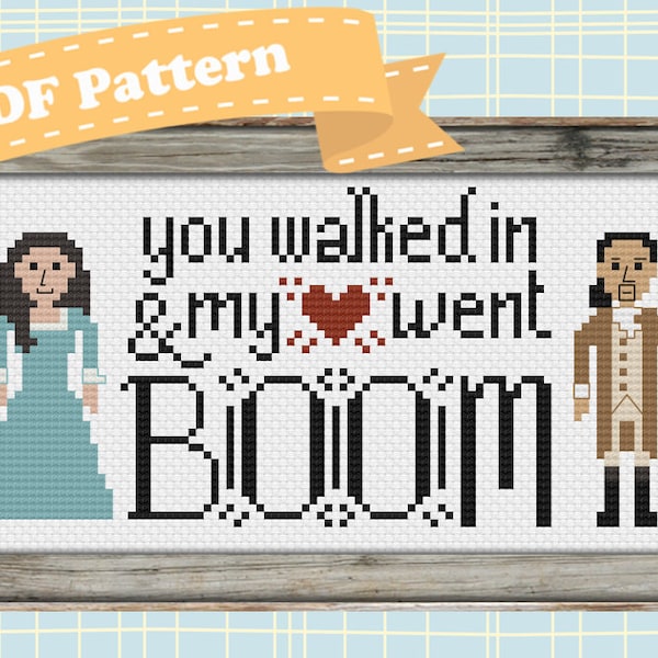 Hamilton Cross Stitch Pattern (My Heart Went Boom)