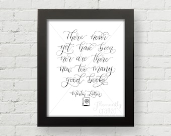 Martin Luther Book Quote | PRINT | Lutheran | Never Too Many Good Books