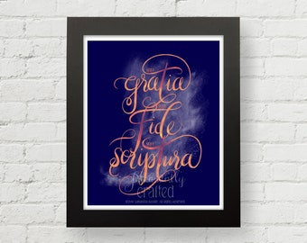 Sola Gratia, Sola Fide, Sola Scriptura PRINT **FREE SHIPPING** Solas Artwork