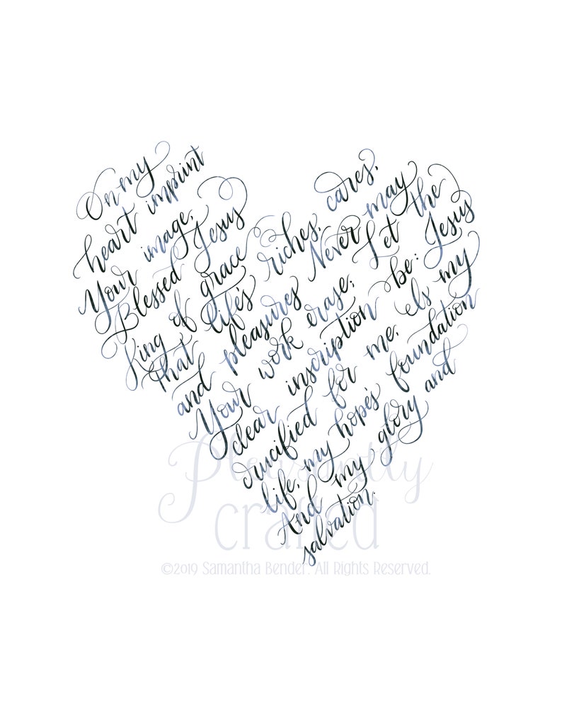 On My Heart Imprint Your Image INSTANT DOWNLOAD Hymn Art Etsy