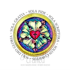 Luther&#39;s Seal 5 Solas Art Print: Christian Home Decor