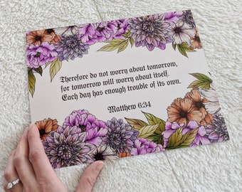 Therefore do not worry about tomorrow | Matthew 6:34 Bible verse | Print | *FREE SHIPPING*