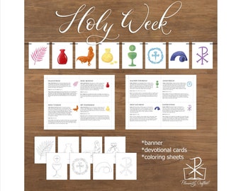 Holy Week Banner, Devotions, and Coloring Sheets