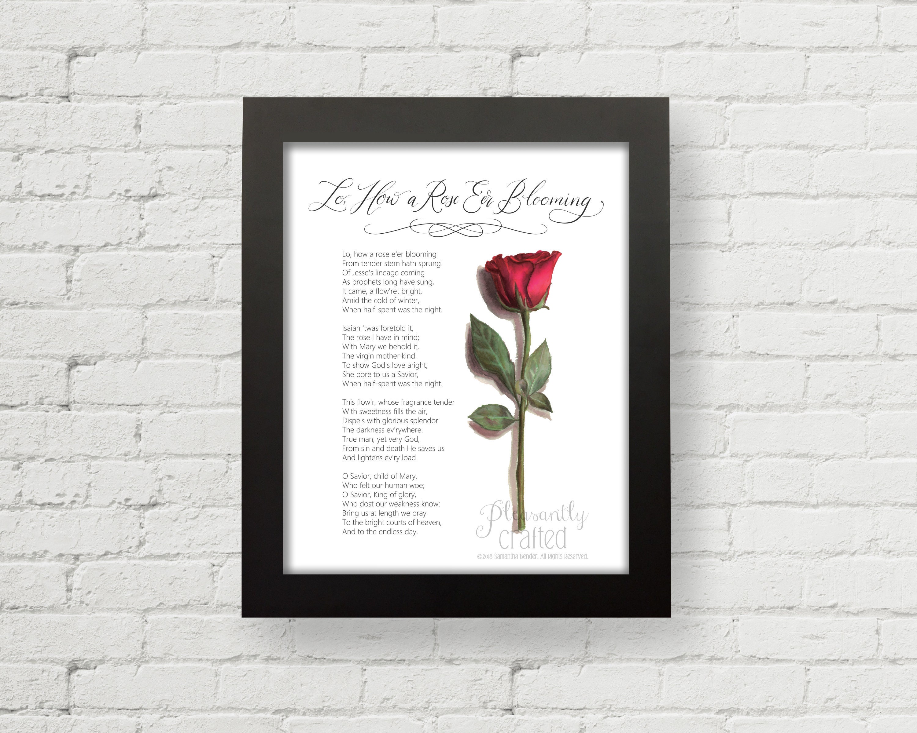 Lo How A Rose E Er Blooming Hymn Art Lutheran Art Etsy