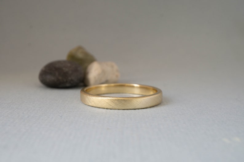 Mens Wedding Band 3mm Mens Thin Wedding Band 14kt Yellow Etsy