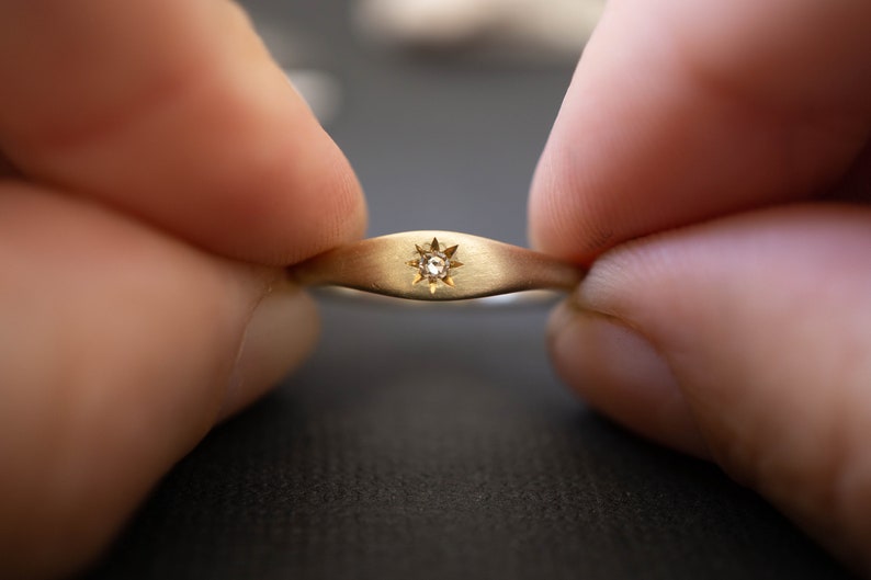 Small diamond gold ring Small dainty diamond ring Etsy