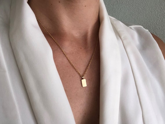 Custom military type tag necklace in solid gold, Unisex solid gold necklace  - Elegant Jewel Box | Fine Jewellery