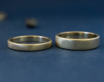 Eenvoudige trouwringen paren - Paren ringen bands - Trouwringen set van hem en haar - Mannen en vrouwen trouwring set - Bijpassende gouden ring