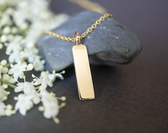 Solid gold tag charm - Solid gold tag pendant - 14k gold tag necklace - Rectangular gold pendant - Pendant necklace 14k - Name tag 14k gold