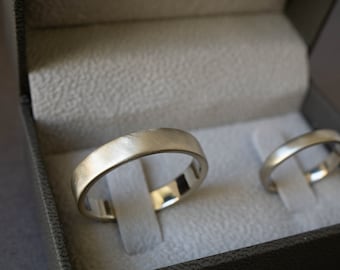 Matching white gold wedding bands his and hers - Couples wedding band set - Wedding bands set his and hers - Solid gold wedding band set