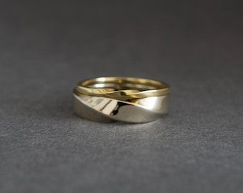 Matching wedding bands his and hers - 14k gold - Yellow And White Gold Wedding Bands - Couples Ring Gold - His and hers wedding bands gold