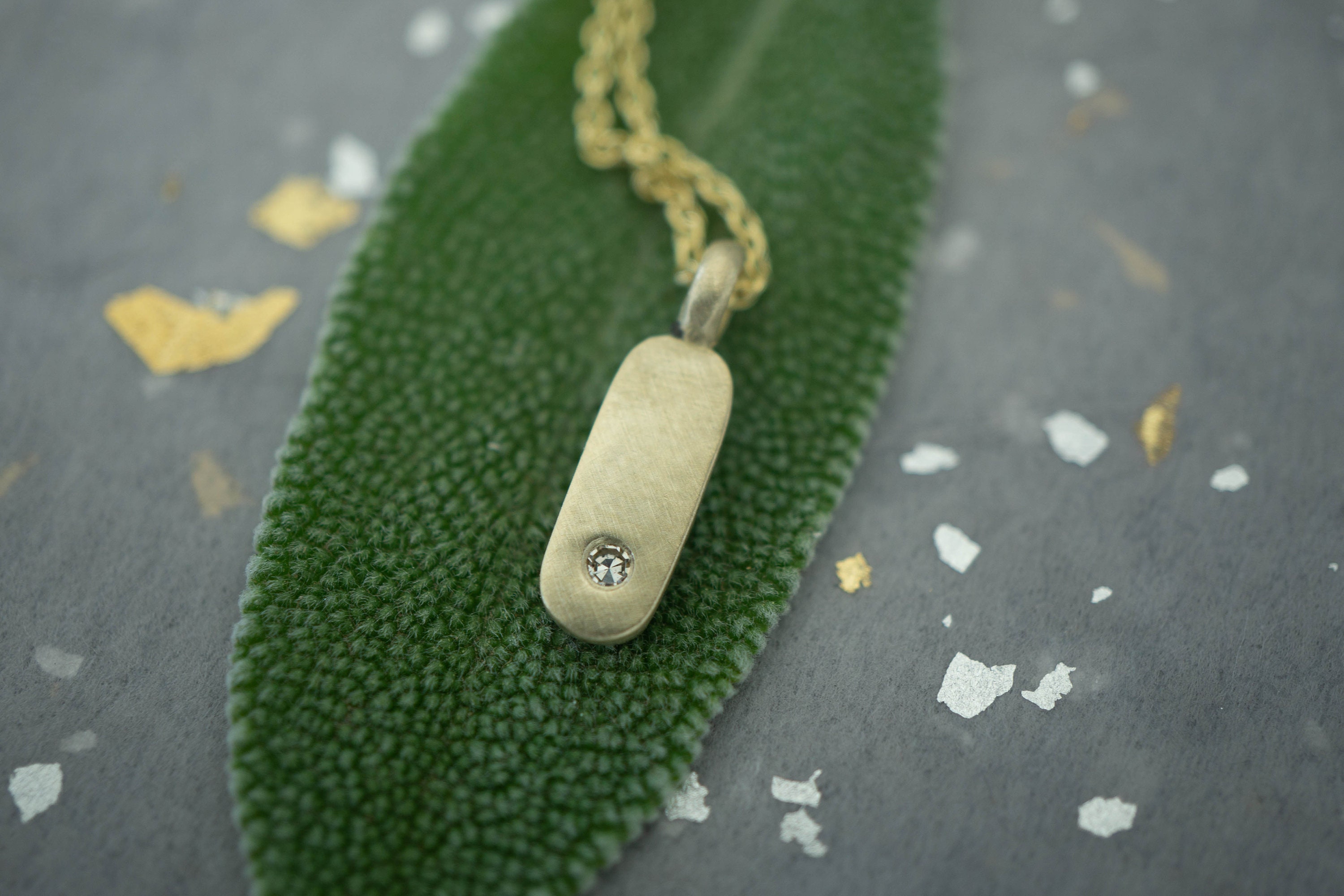 Diamond birthstone necklace - 14k gold pendant with gemstones - 14k gold pendant with gemstones - Vertical pendant necklace - 14k pendant