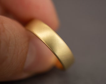 BREAD & BUTTER - Mens 5mm wedding band - Wedding band for mens gold - Mens gold wedding band - Flat gold wedding band - 5mm wide ring