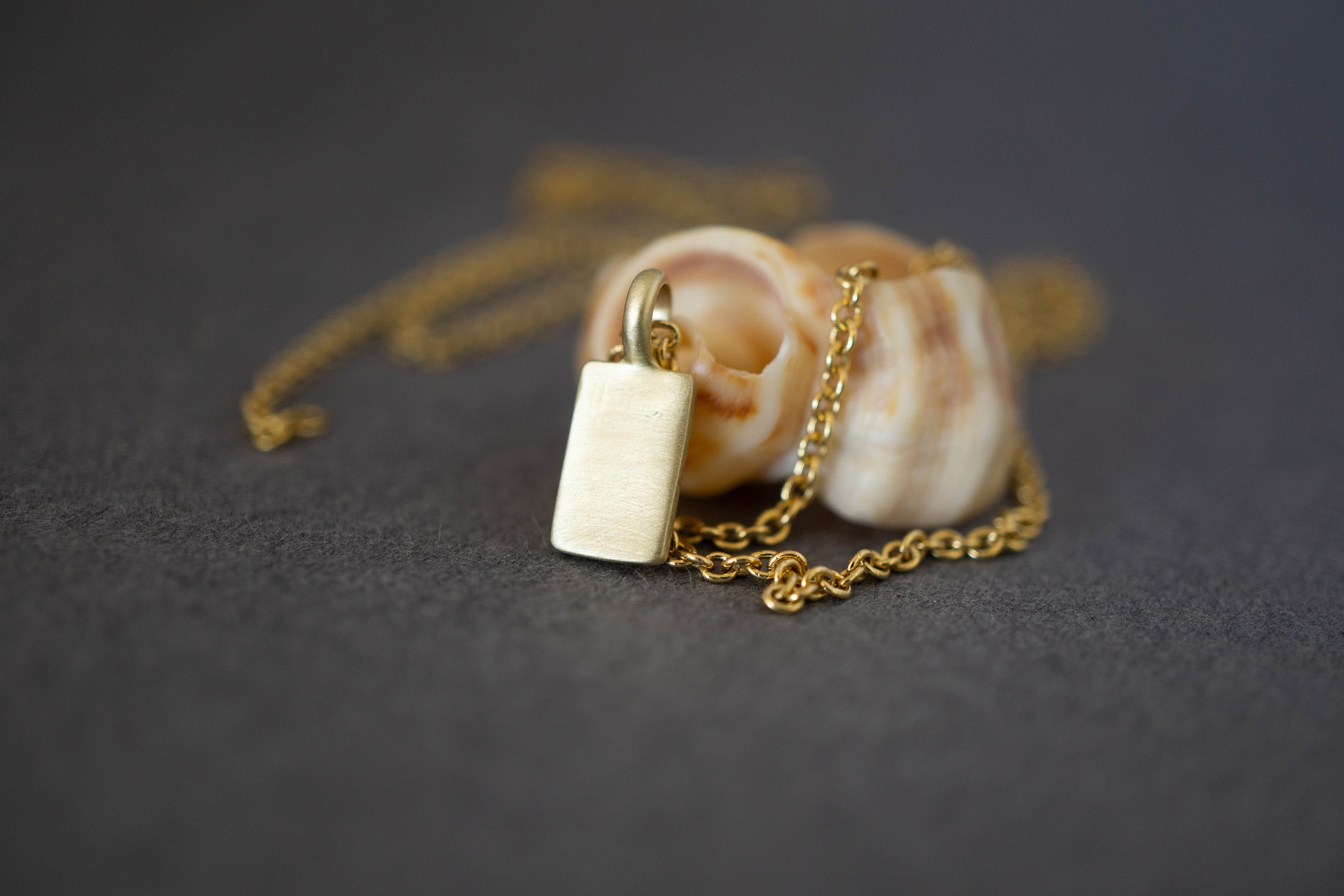 Solid Gold Tag Pendant Tag Necklace 