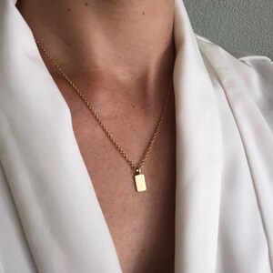 Collar de etiqueta de oro macizo - Collar de etiqueta de oro - Collar de etiqueta pequeña - Etiqueta de collar de oro de 14k - Colgante de 14k pequeño - Collar de oro delicado de 14k