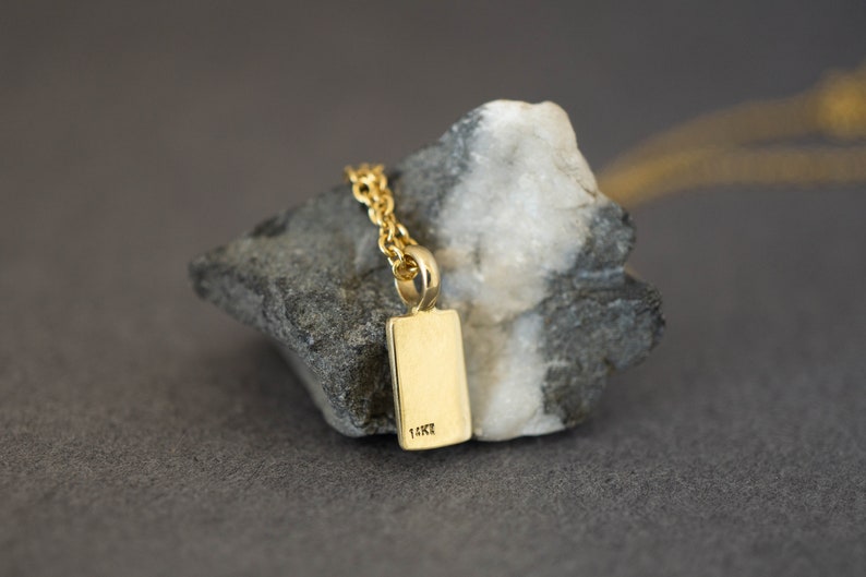 14k Gold Tiny Pendant Solid Gold Tag Pendant 14k Gold Etsy