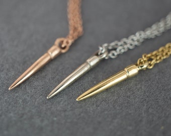 Solid gold spike charm - Gold spike necklace - Gold spike pendant - Small spike necklace - Pendant necklace solid gold - Spike charm - 14k