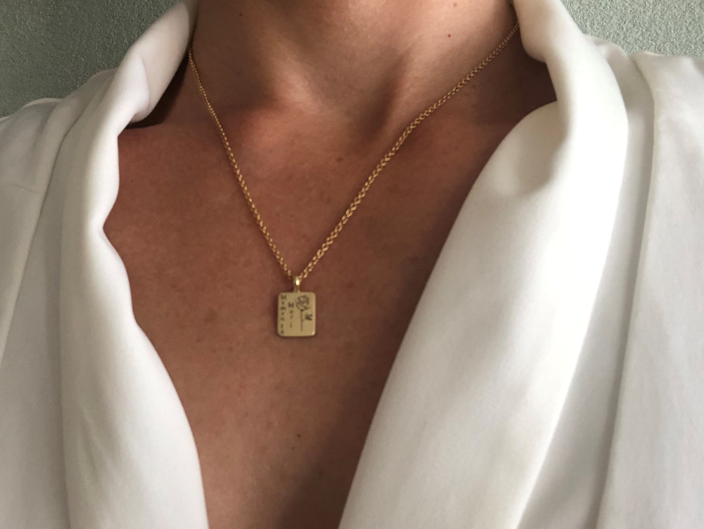 Solid Gold Necklaces for Women Solid Gold Tag Necklace Etsy