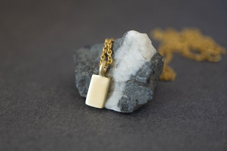 14k Gold Tiny Pendant Solid Gold Tag Pendant 14k Gold Etsy