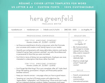 resume minimal resume template for word customize instant etsy