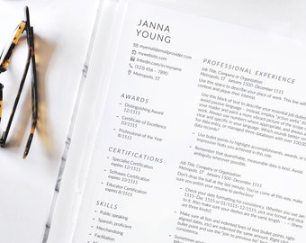 Currículum y plantilla CV, CV de descarga instantánea para Word, CV profesional simple, CV minimalista, CV limpio, DOCx CV minimalista
