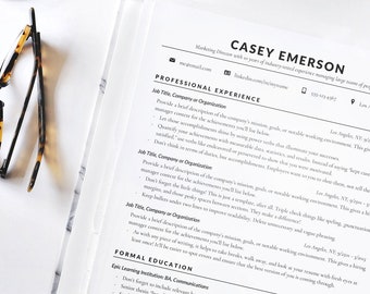 Resume Template, Resume, CV, Instant Download Resume, Classic Professional Resume for Word, Minimalist Resume, Clean Resume CV docx
