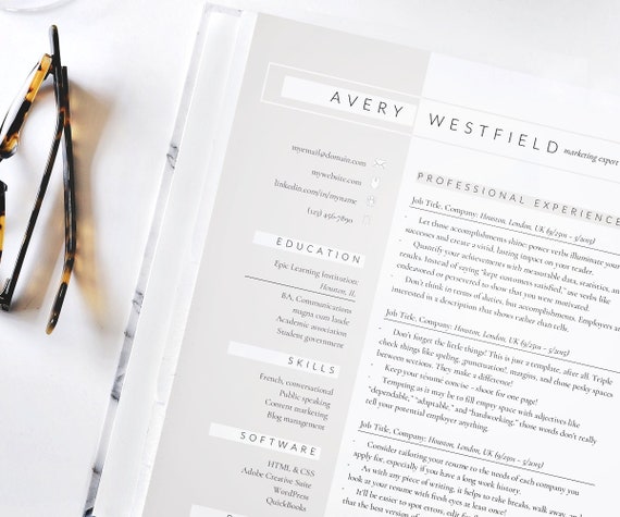 Classic Beige Resume Template For Word Instant Docx Etsy