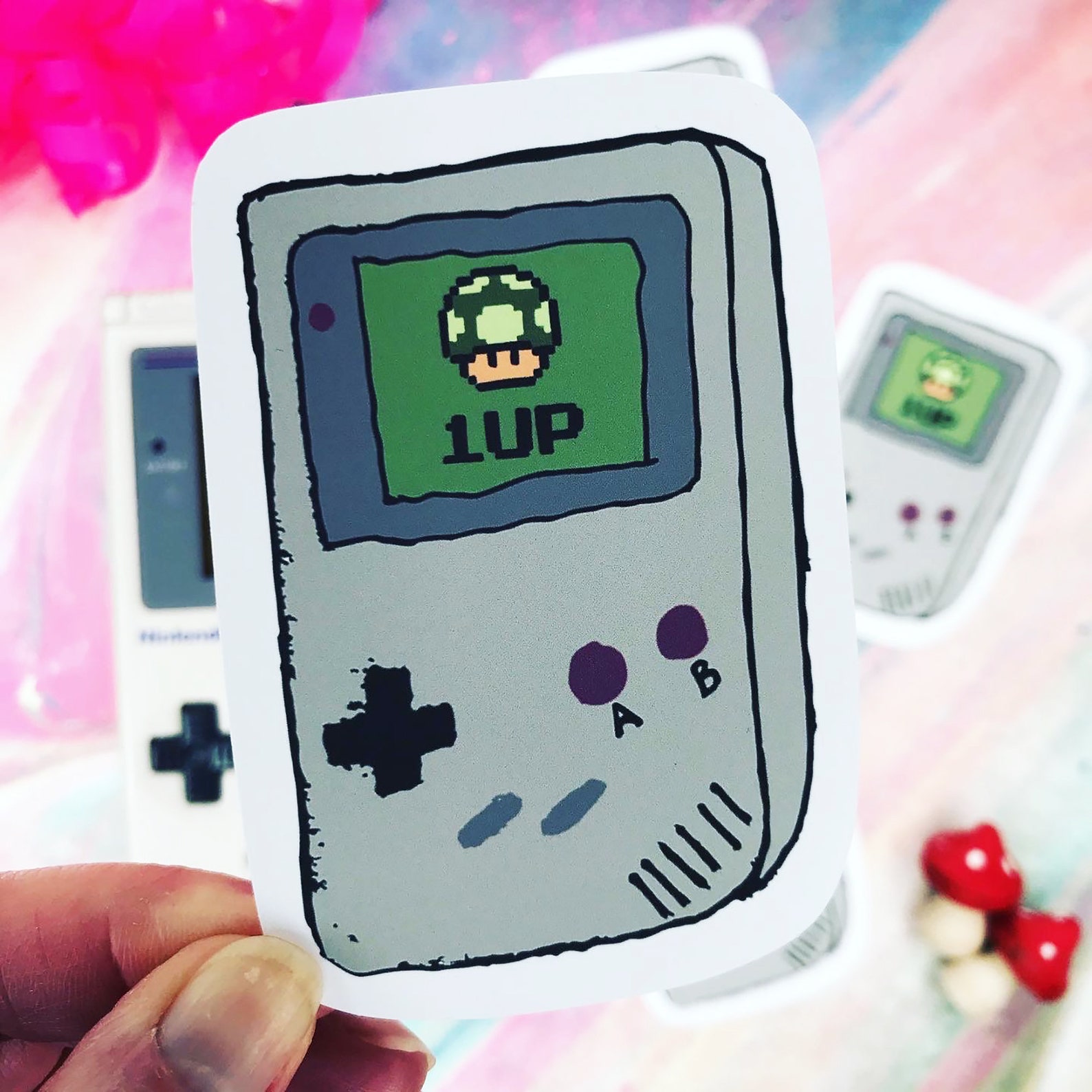 Gameboy 1UP Matte Vinyl Sticker Etsy