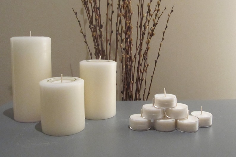 Two Refillable Pillar Candles, 3.5 Inches Tall by 3 Inches Wide