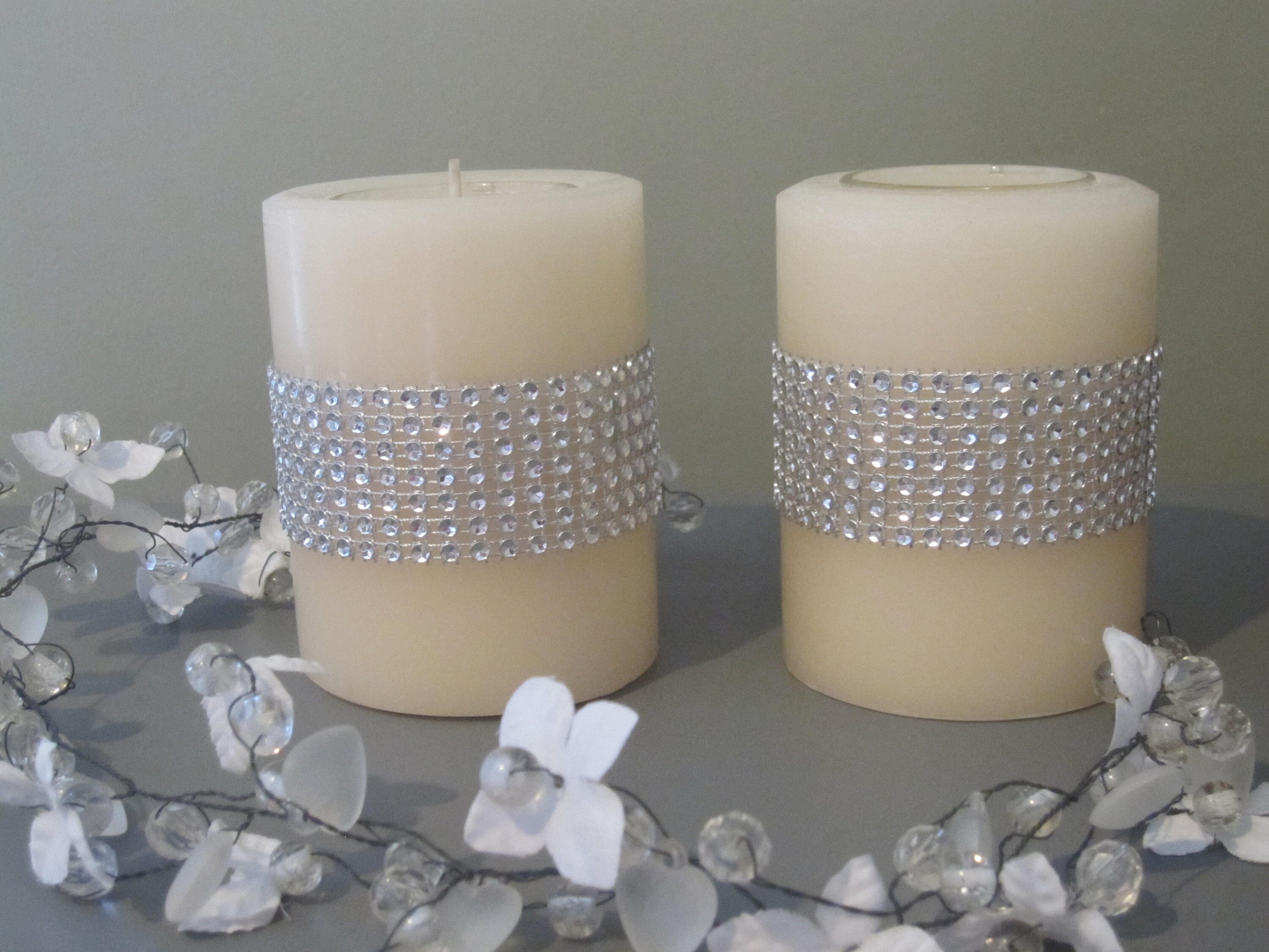 Two Refillable Pillar Candles, 3.5 Inches Tall by 3 Inches Wide