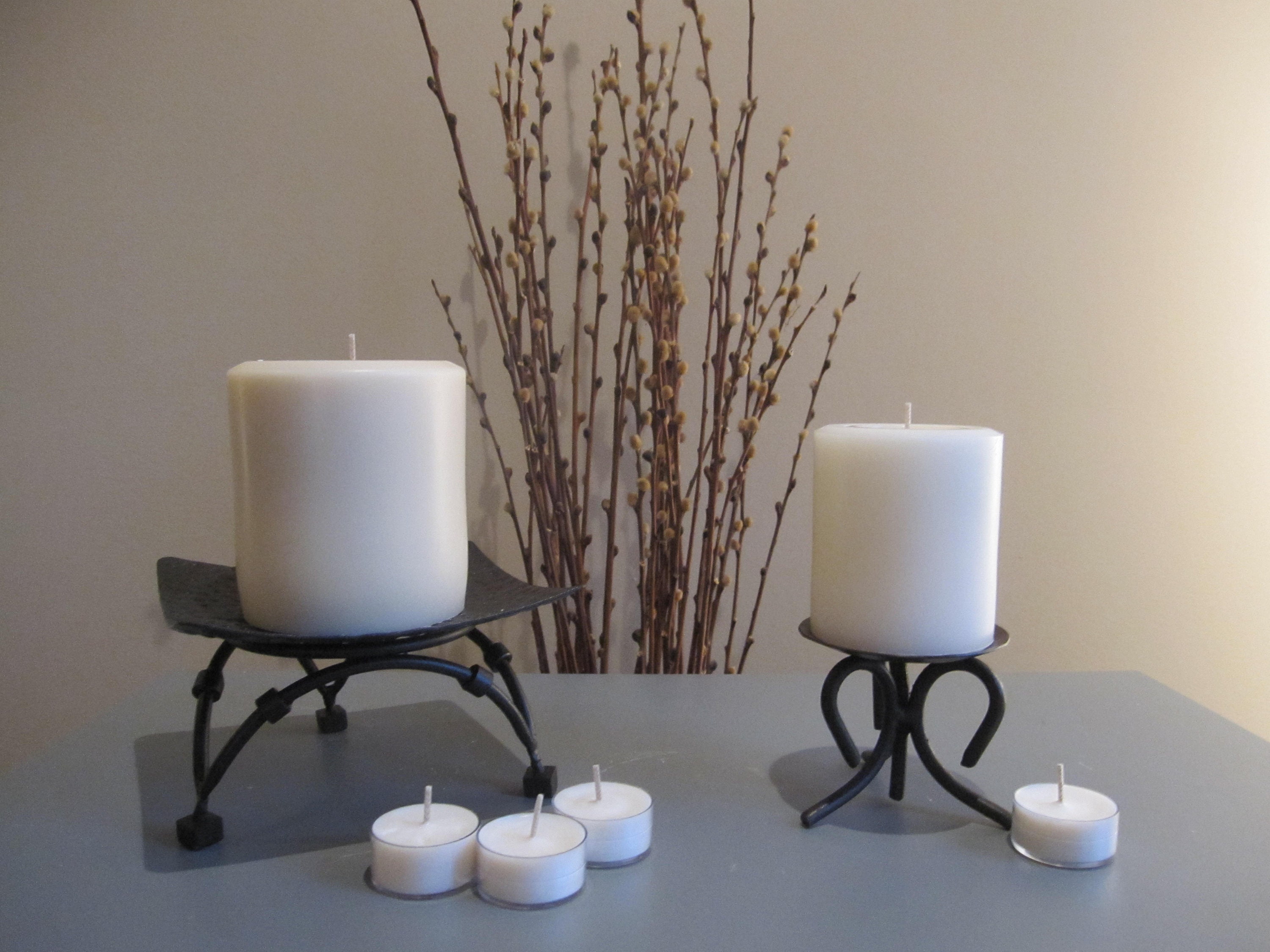 Two Refillable Pillar Candles, 3.5 Inches Tall by 3 Inches Wide