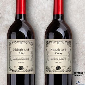 Printable Vintage Steampunk Wine Bottle Labels - Bridal Shower or Wedding; Personalized 4&quot; x 5&quot; - Editable PDF, Instant Download