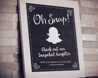 Printable Chalkboard Geofilter Social Media Event Wedding Sign - Black, 2 Sizes: 8"x10" and 5"x7", Editable PDFs, Instant Download