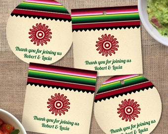 Printable Mexican Serape Party Fiesta Images, Editable PDF Instant Download envelope seals, stickers, tags, buttons, cupcake toppers