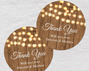 Rustic Wood Hanging Lights Printable Images, Bridal Shower Party Editable PDF Instant Download seals, stickers, tags, button, cupcake topper