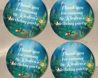 Under the Sea Coral Reef Printable Party Images, Editable PDF Instant Download 2"x2" seals, stickers, tags, buttons, cupcake toppers