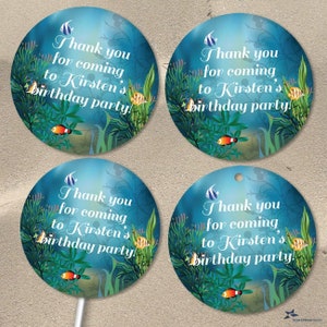 Coral Reef Party Stickers: Under the Sea Birthday Favors (Editable PDF)