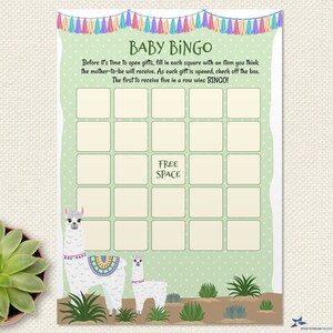 Mama Llama and Baby Polka Dot Baby Shower Printable Bingo Game Card - 5"x7 Cards, JPG et PDF Téléchargements instantanés (non modifiables)