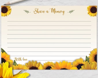 Tarjeta de recuerdo "Girasol": Boda, Conmemoración, Despedida de Soltera (JPG y PDF)
