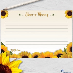 Ramo de girasol rústico imprimible Compartir una tarjeta de memoria, boda, ducha, memorial, funeral, jubilación, 6"x4”, JPG y PDF Descarga instantánea