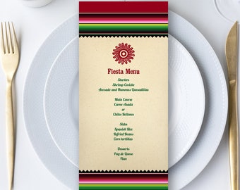 Mexican Serape Fiesta Menu Card Template (Editable PDF)