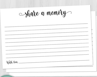 Tarjeta minimalista imprimible para compartir un recuerdo; para funerales, conmemoraciones, jubilación, graduación, 15 x 10 cm, descarga instantánea en PDF y JPG (no editable)