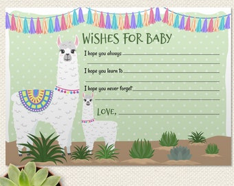 Mamá Llama y Bebé Lunares Baby Shower Deseos Imprimibles para Tarjeta de Bebé, 5"x3.5", Descargas Instantáneas PDF y JPG (no editables)