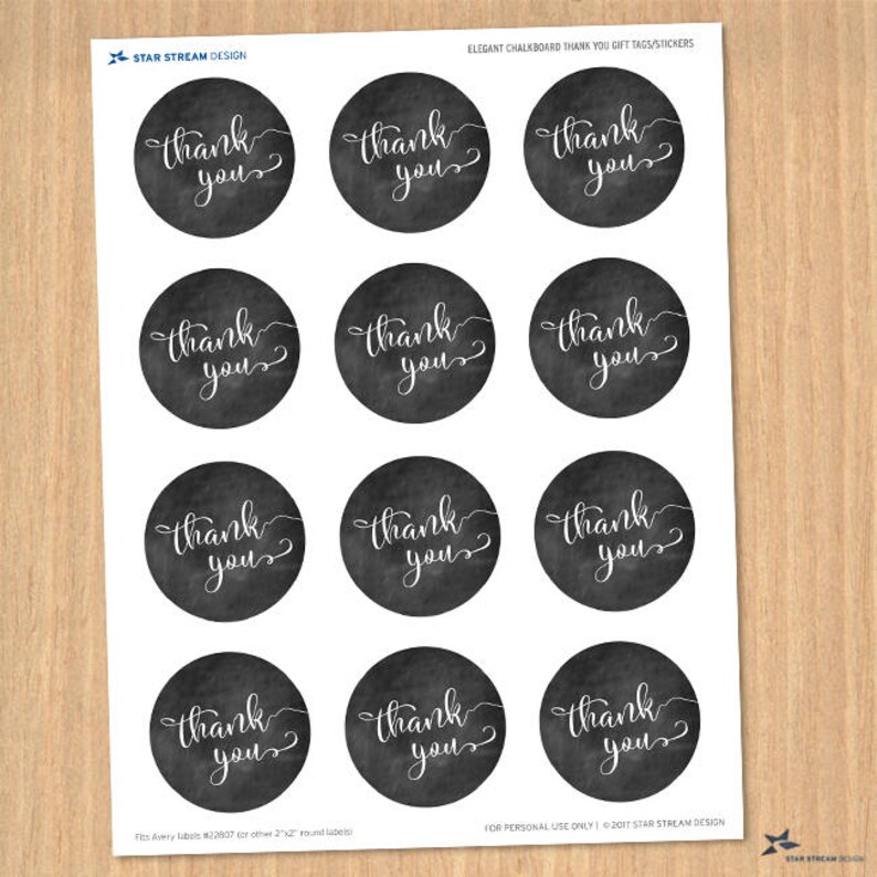 Printable Black Chalkboard Thank You 2 Images Instant | Etsy