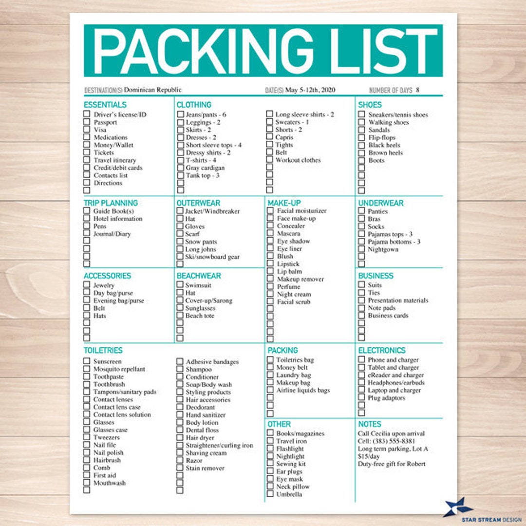 Printable Packing List For All Trip Types - Updated 2023 - Indiana Jo